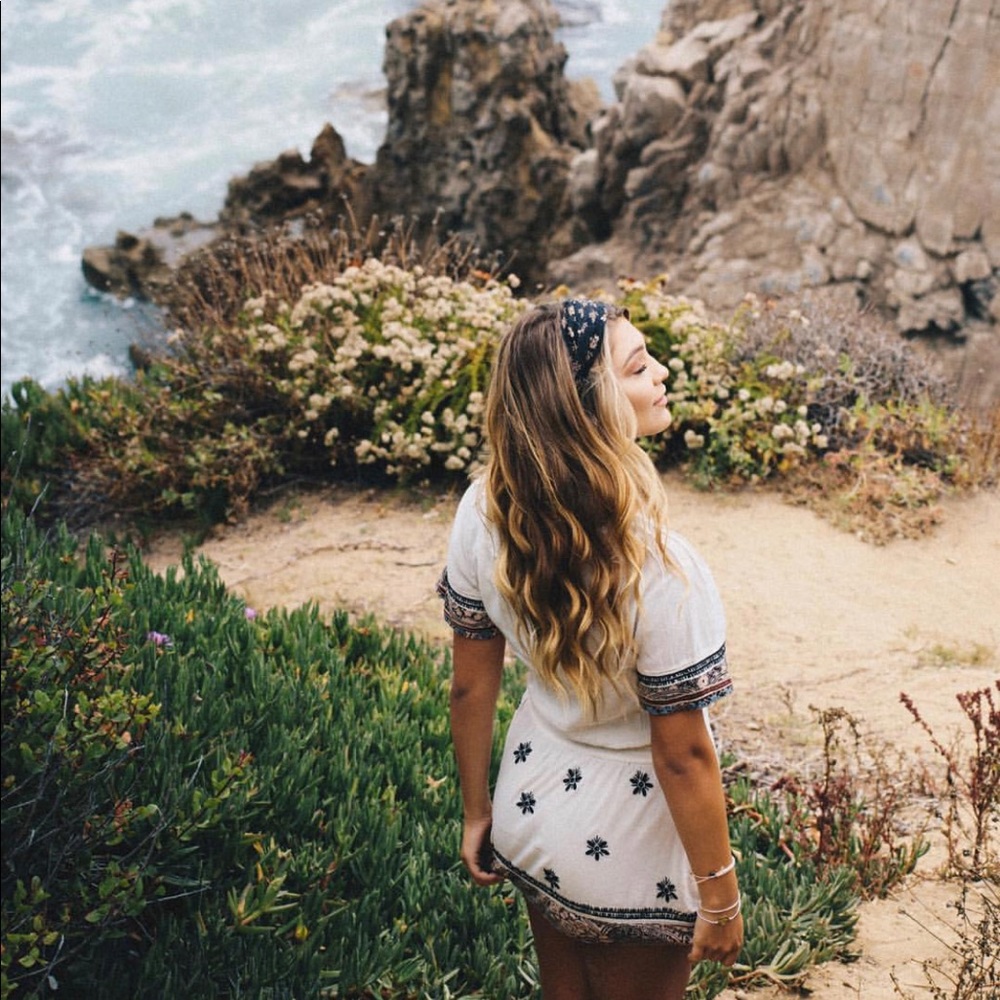 Free People white dress with embroidered detail